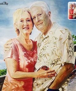 photo to old couple watercolor painting