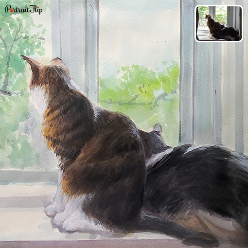 photo to two cats watercolor painting