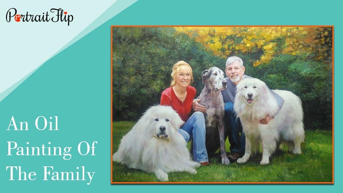 An oil painting of the family