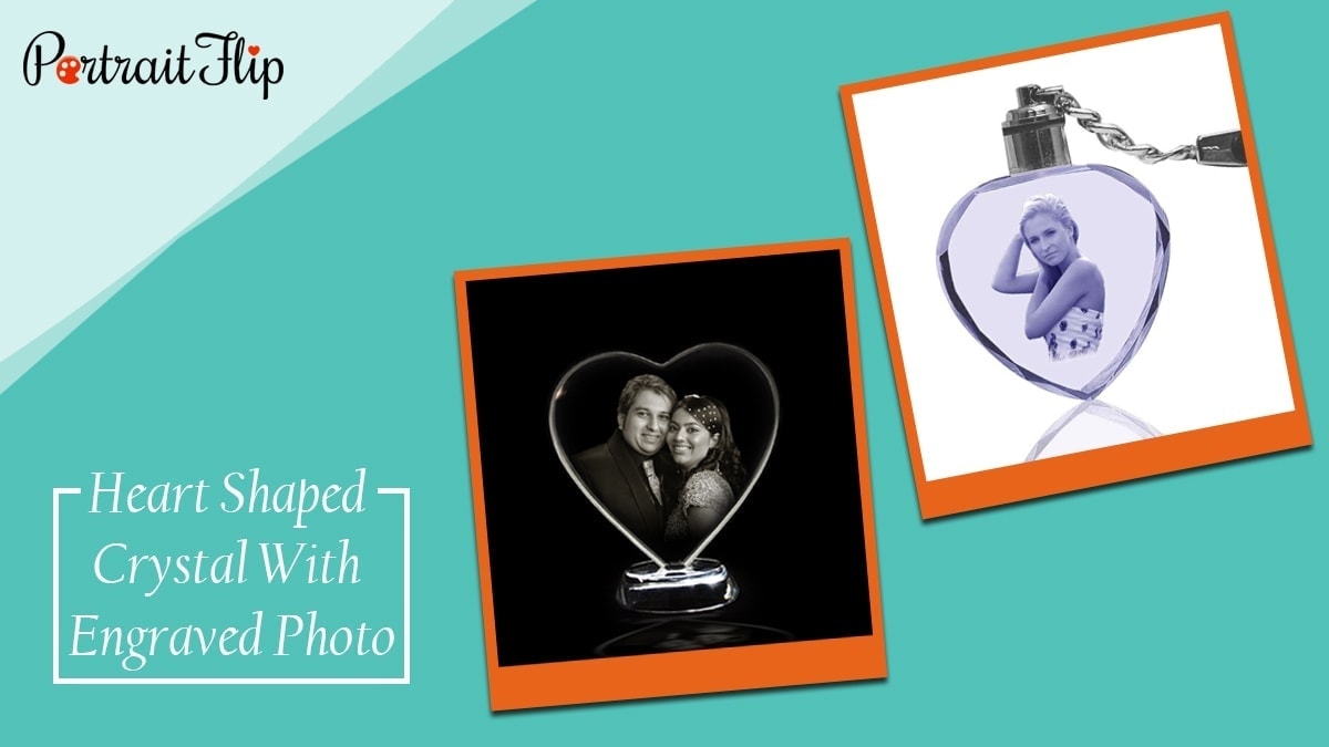 Heart shaped crystal with engraved photo
