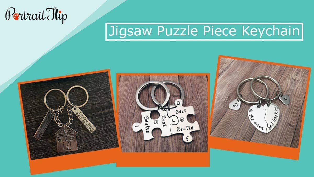 Jigsaw puzzle piece keychain