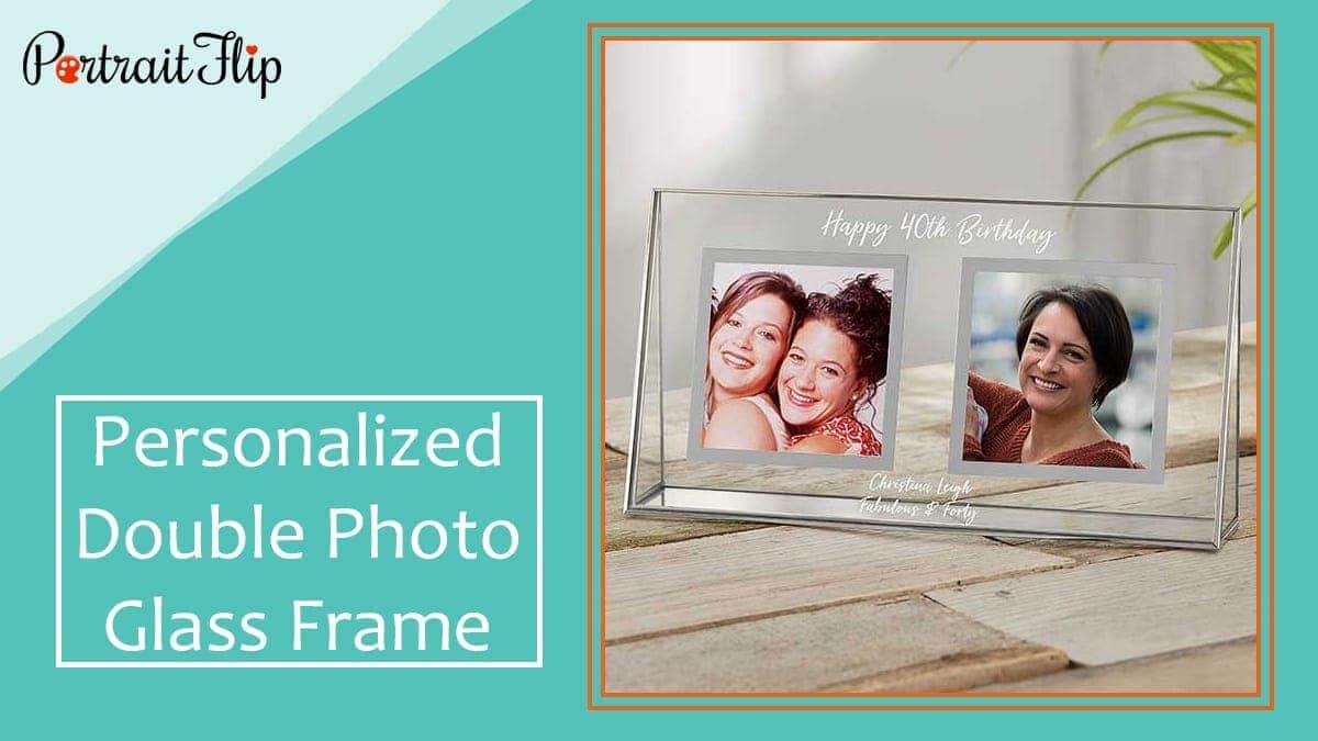 Personalized double photo glass frame