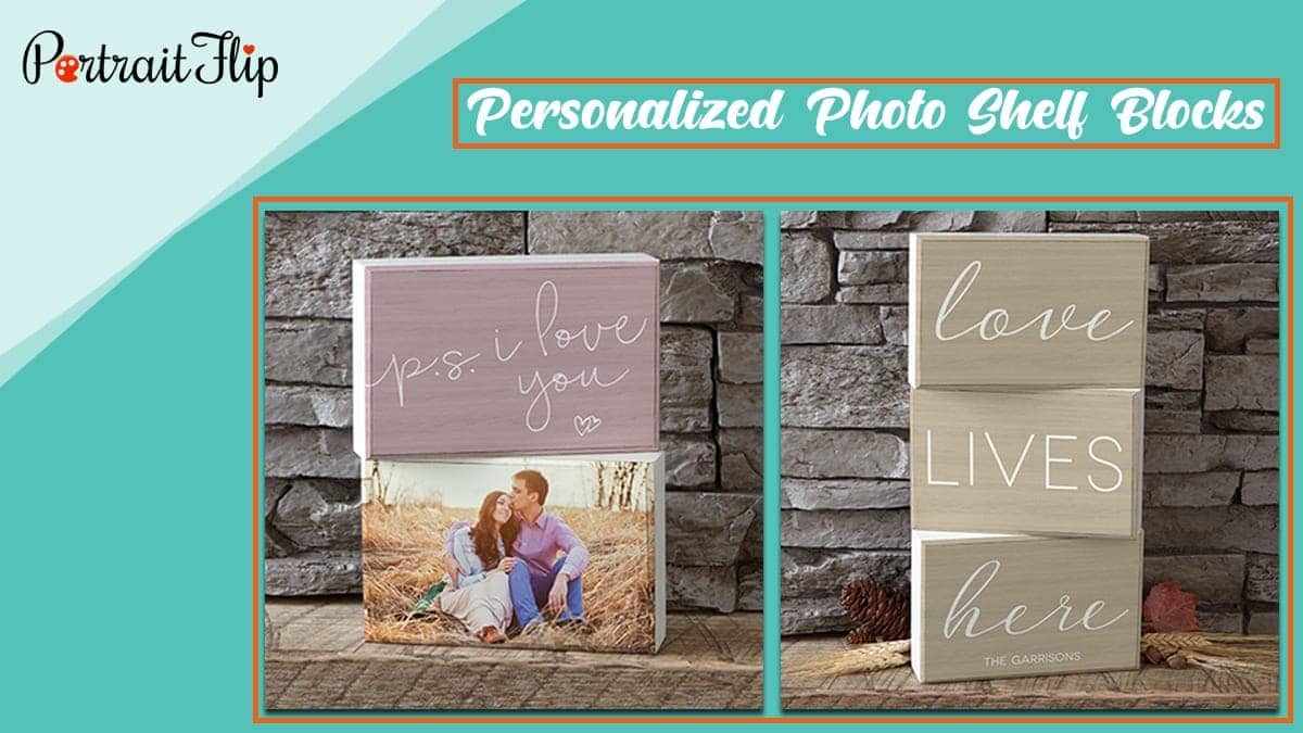 Personalized photo shelf blocks
