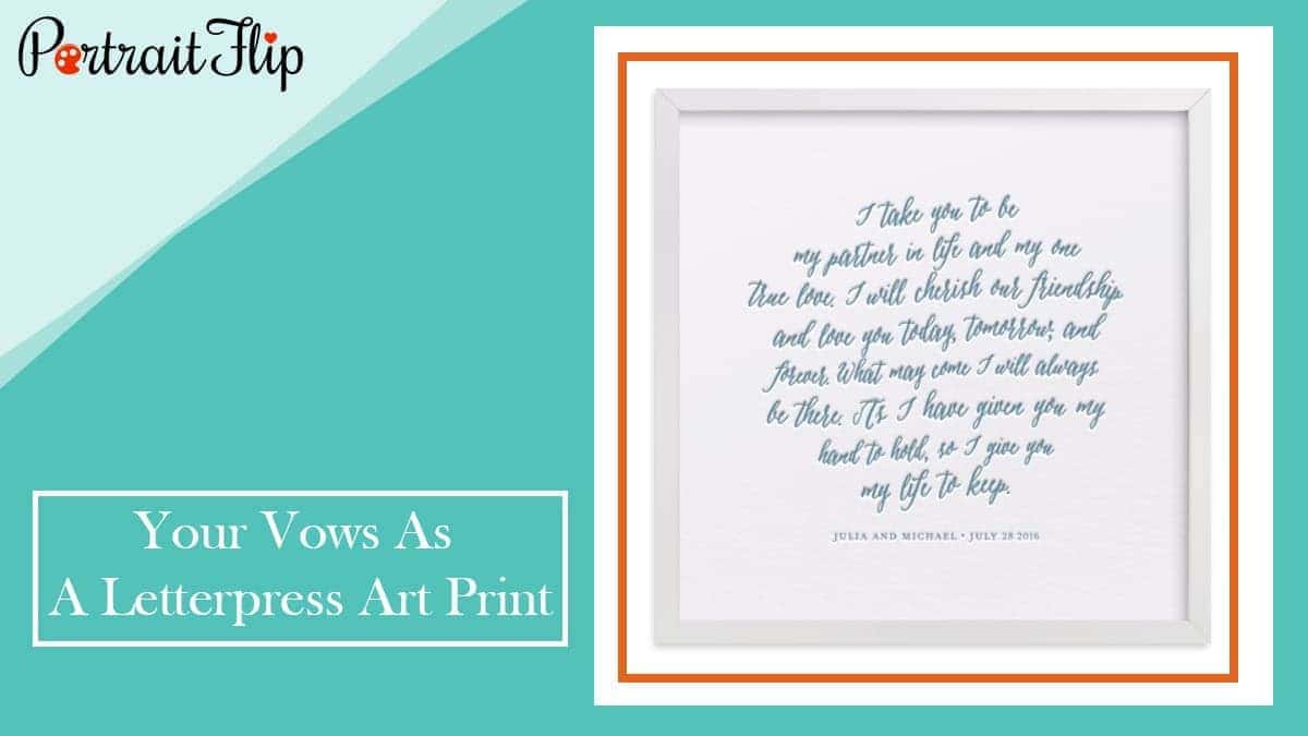 Your vows as a letterpress art print