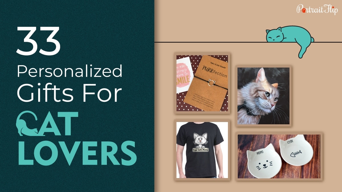 Personalized gifts for cat lovers with the product displayed.