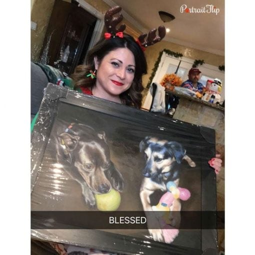 Happy customer with a oil pet painting