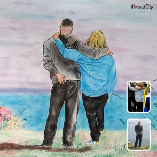 couple colored pencil drawing