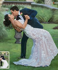 photo to kissing couple oil painting