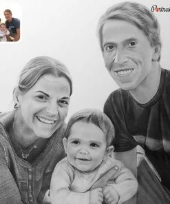 baby with family pencil sketch