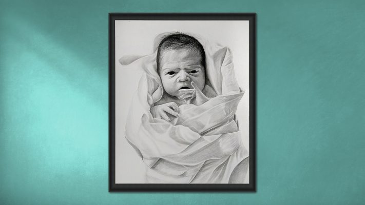 photo to Baby Pencil Portraits
