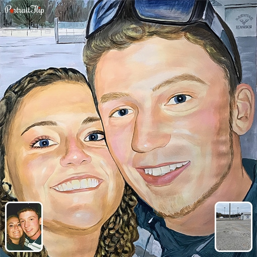 photo to couple watercolor painting