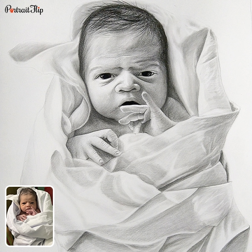 Baby Portraitcustom Pencil Sketch From Photo Custom Baby - Etsy