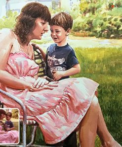 photo to mother and son watercolor painting