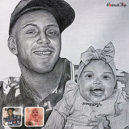 photo to gpa and son charcoal drawing