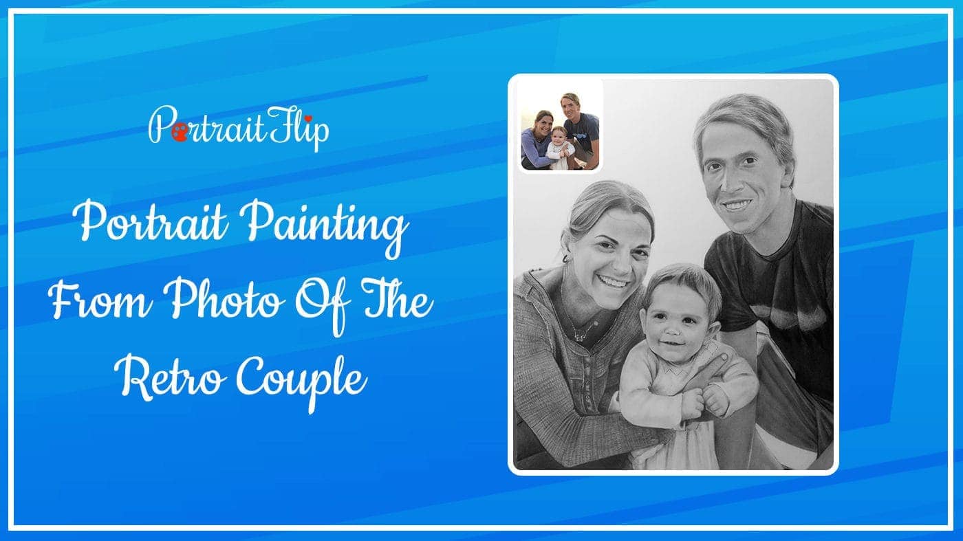 Portrait Painting From Photo Of The Retro Couple