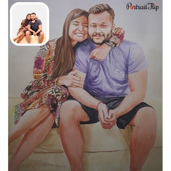 Water color couple portrait