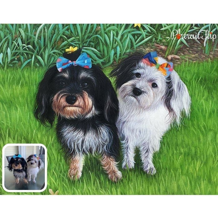merged dogs oil painting