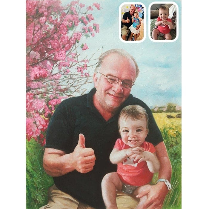 baby and grandfather portrait