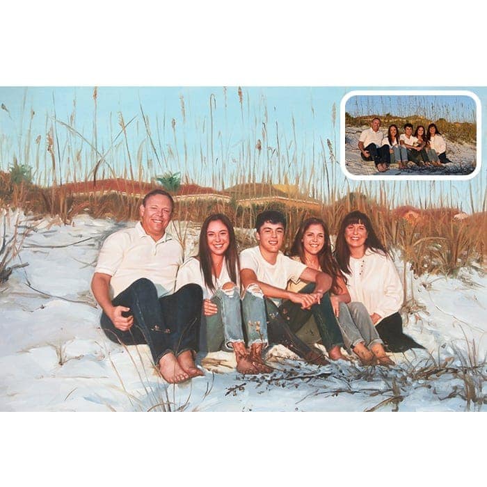 outdoor family oil painting
