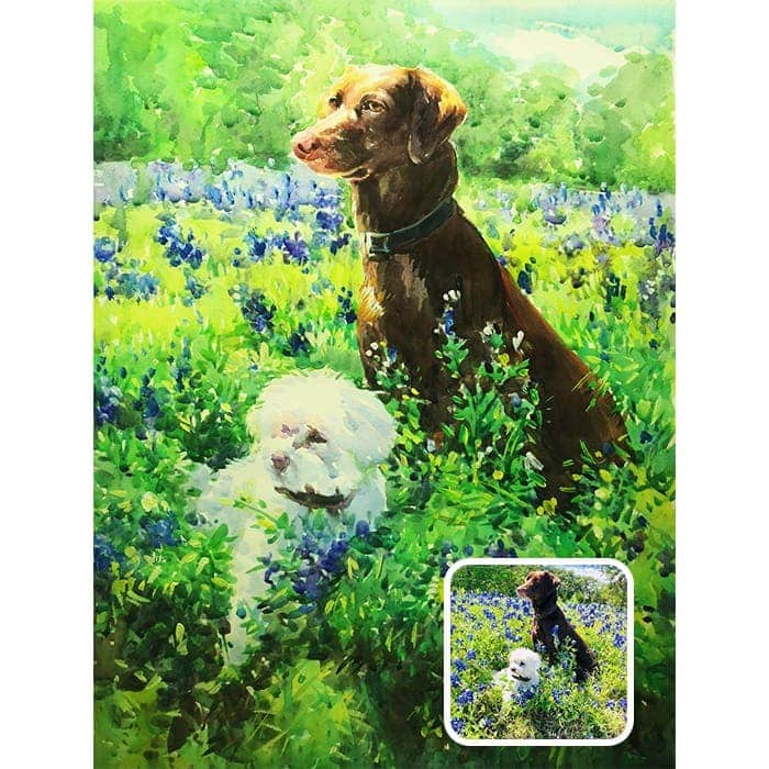 two pet watercolor painting
