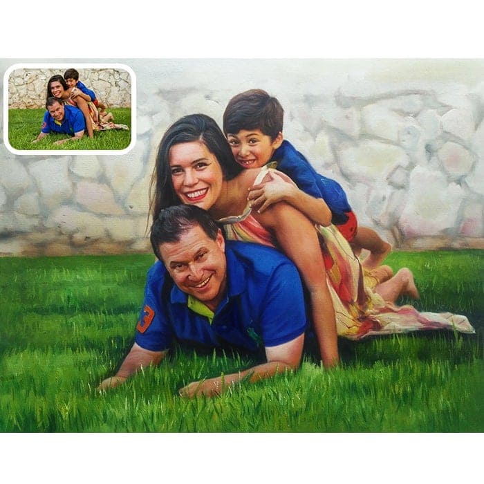 playing family acrylic painting