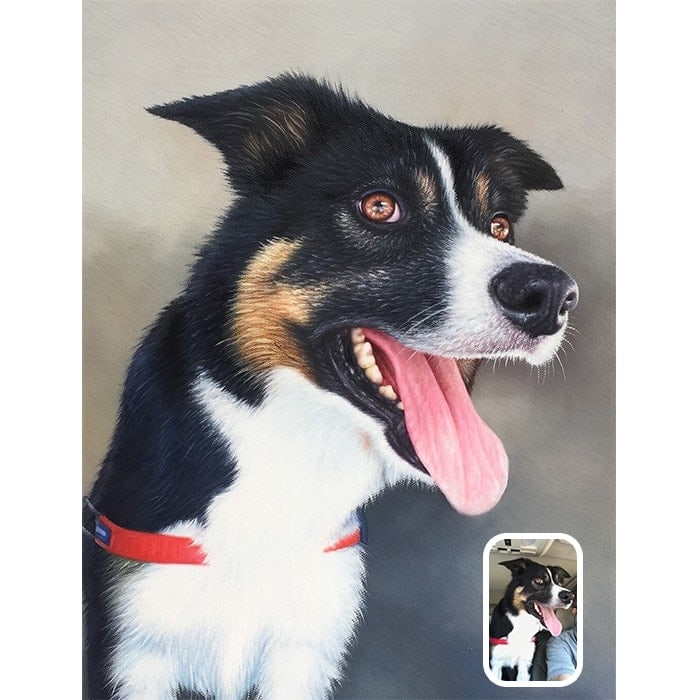 happy dog oil painting
