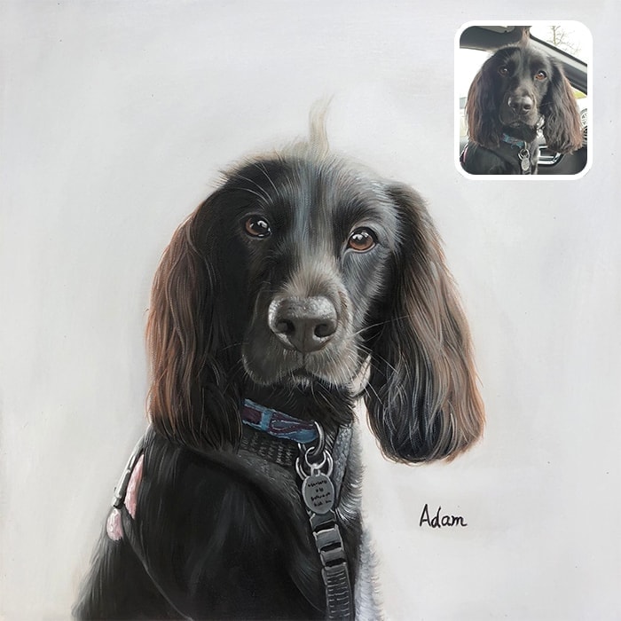 brown dog oil portrait