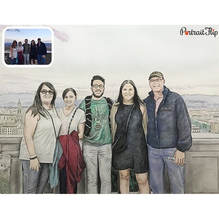 family colored pencil painting