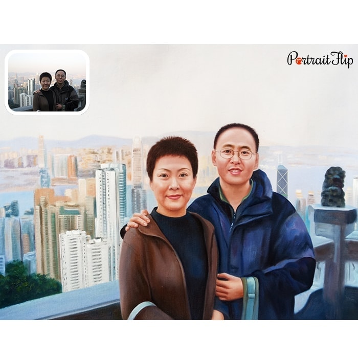 chinese couple acrylic painting