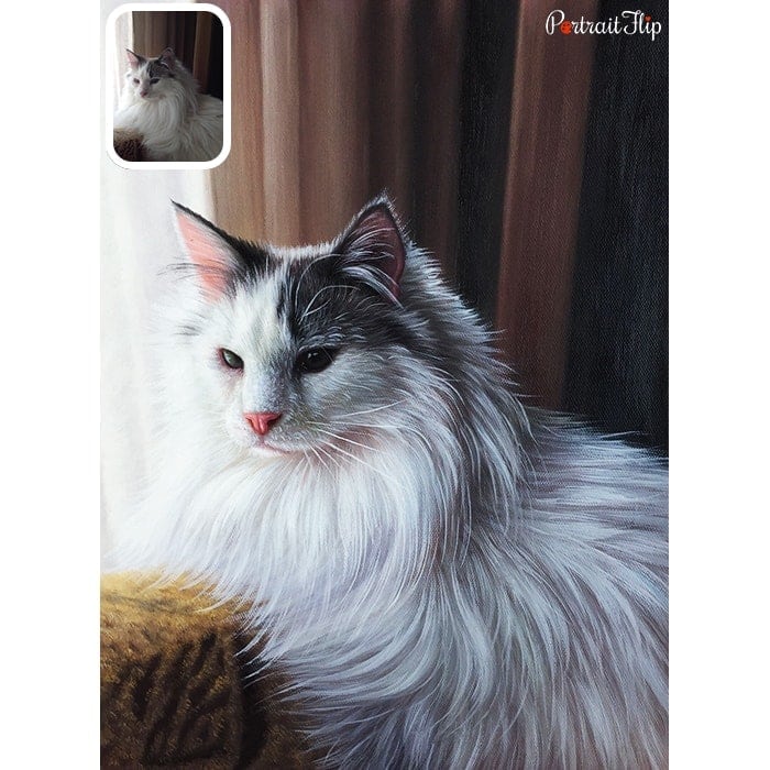 while furry cat portrait painting