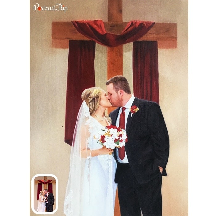 couple in church acrylic painting