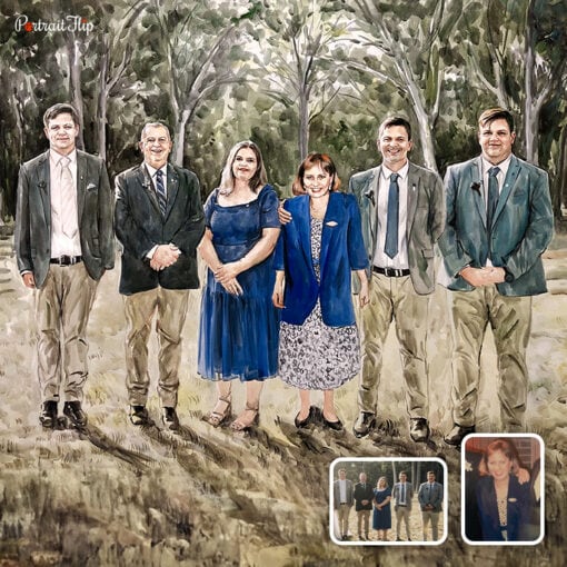 Big Family Watercolor Portraits