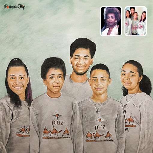 Family Colored Pencil merged Portraits