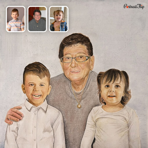 GrandParents & GrandChildren Colored Pencil Portraits