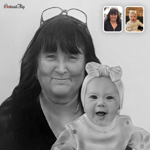 GrandParents & GrandChildren Pencil Paintings