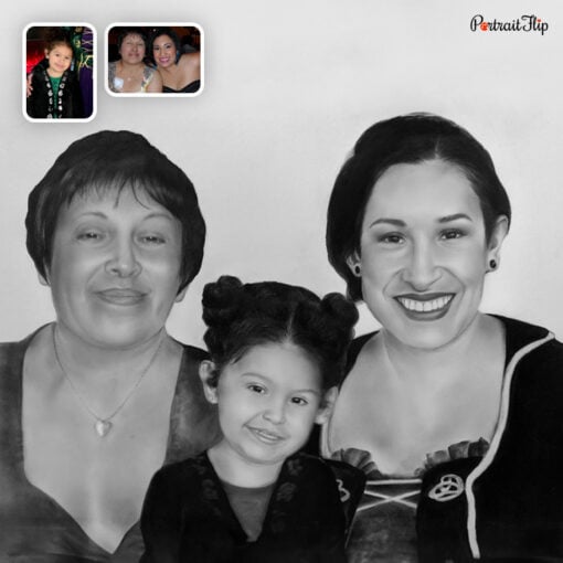 GrandParents and GrandChildren Charcoal Portraits