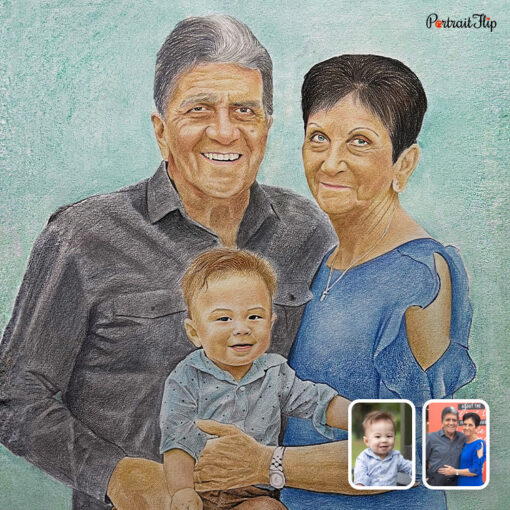 GrandParents and GrandChildren Colored Pencil Portraits