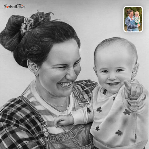 Parents and Children Charcoal Portraits