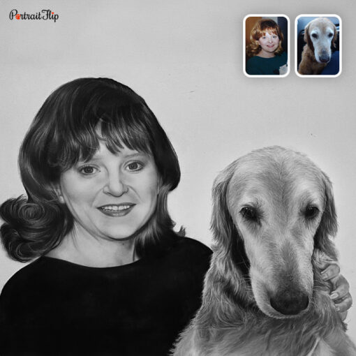 People & Pet Pencil Sketch