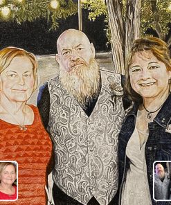 photo to compiled family colored pencil drawing