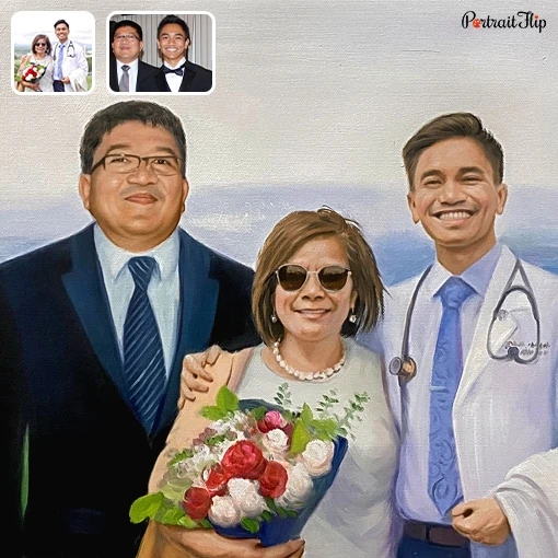 photo to happy family oil portrait