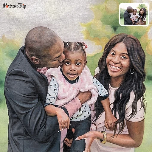 photo to happy family acrylic portrait
