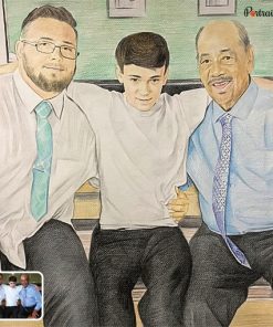 photo to small family colored pencil drawing