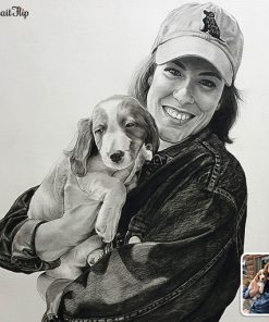 photo to dog mom pencil drawing