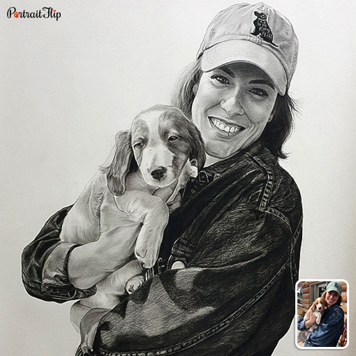 photo to dog mom pencil drawing