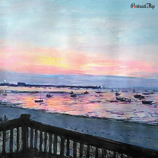 photo to ocean watercolor painting