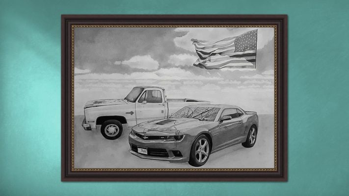 photo to vehicle pencil sketch 