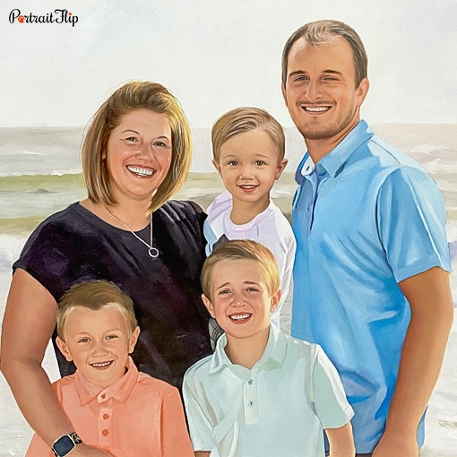 photo to compilation family oil painting