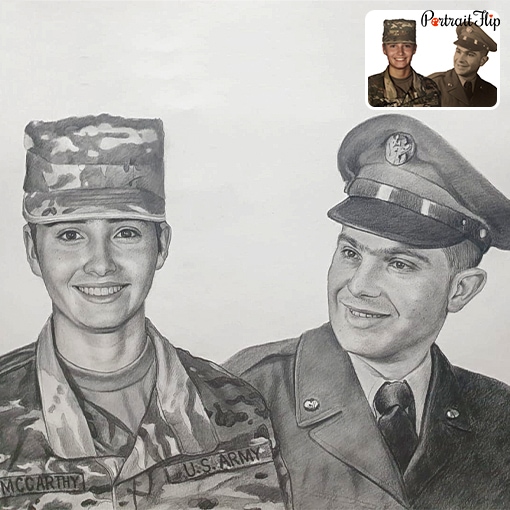old photo to military pencil drawing