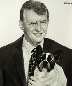 man with dog vintage portrait